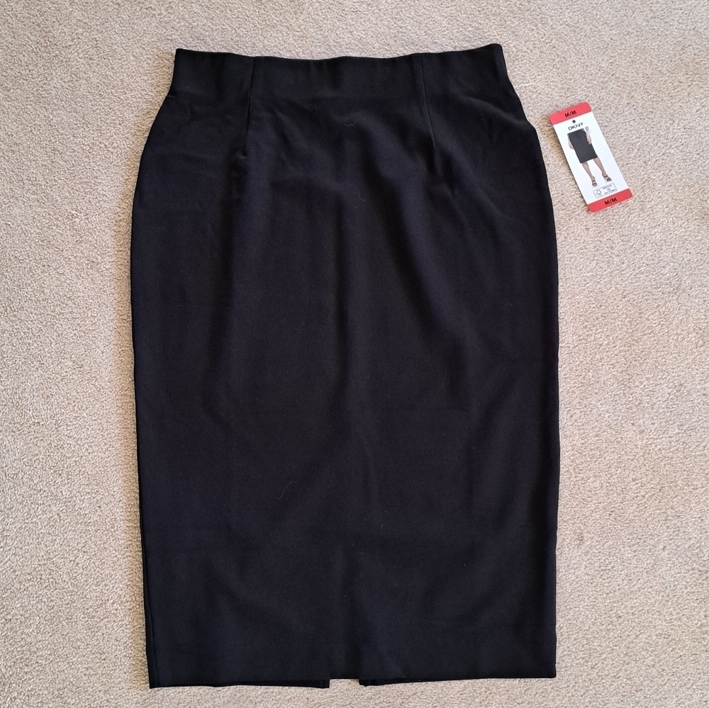 DKNY Black Skirt Straight Pencil Women's Midi Skirt Ponte Stretch Various Sizes - Picture 2 of 10